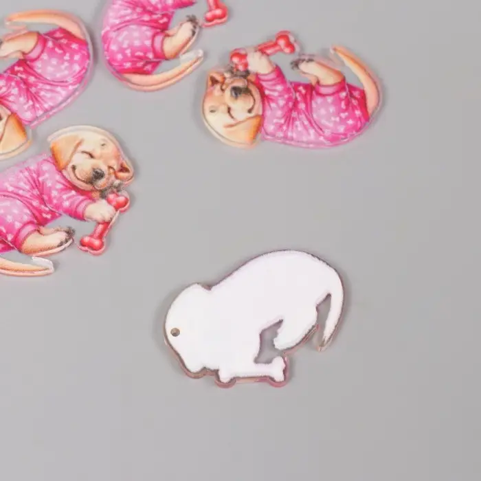 Декор для творчества акрил Декор для творчества акрил "Щеночек в пижамке сладко спит с косточкой" 2,5х3,4х0,2 см