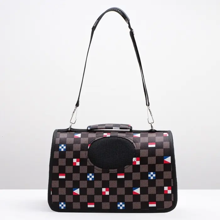 Сумка - переноска &laquo;Виши&raquo;, размер S, 37&times;20&times;24 см, каркасная, коричневая