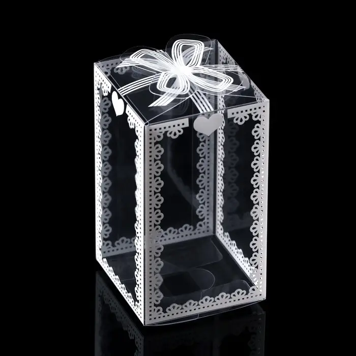 Складная прозрачная коробка из PVC, для упаковки подарков, 6×6×10.5 см