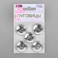 Пуговицы «Хрусталь», 2 прокола, d=25 мм, набор 5 шт., цвет серебряный