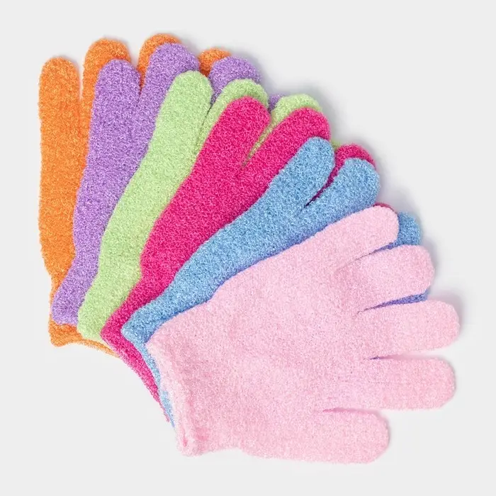 Мочалка - перчатка массажная Доляна, 14&times;18 см, однотонная, МИКС