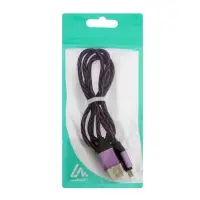 Кабель Luazon, microUSB - USB, 1 А, 1 м, оплётка нейлон, бело-фиолетовый