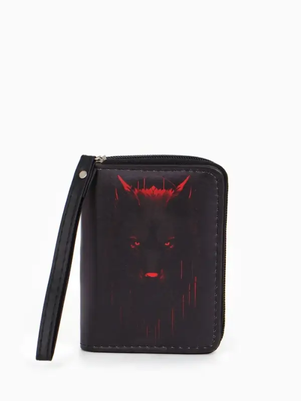 Кошелек дет 07-01-01 Июнь2529 волк, 12*1,5*9 см, 2 отд+отд/молн, д/карт, черный