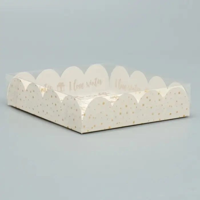 Коробка для кондитерских изделий с PVC крышкой &laquo;I love winter&raquo;, 13 х 13 х 3 см