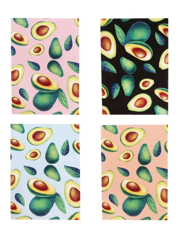 Набор блокнотов А6 32л кл на скобе Авокадо, мел карт, бл офс, 4В 20шт