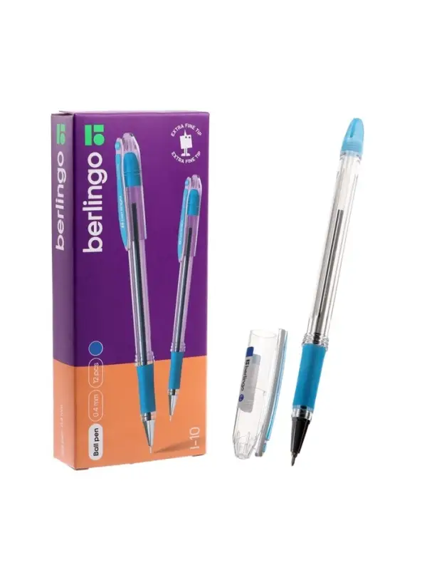 Ручка шариковая Berlingo. I-10, синий стержень, узел 0.4 мм, резиновый упор