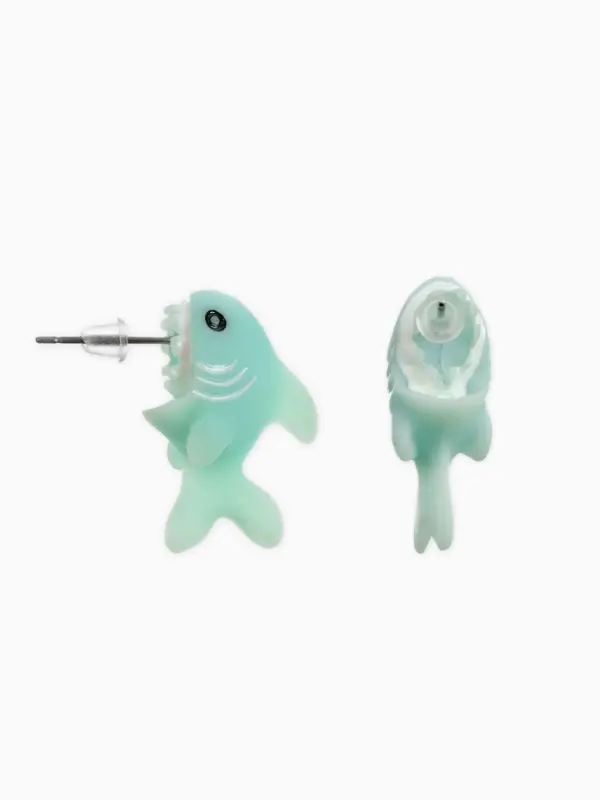 Серьги из полимерной глины &laquo;Акула&raquo;, голубые