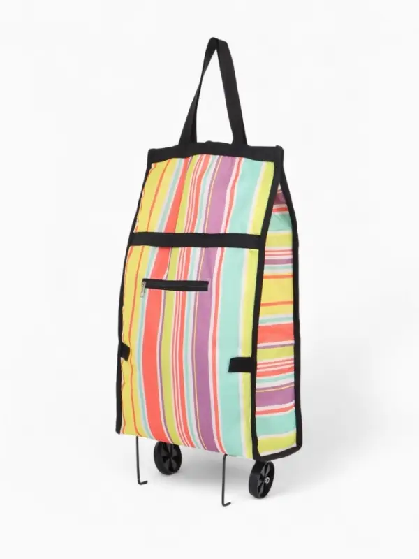 Сумка тележка хозяйственная, складная, на липучке, 2 колеса, наружный карман, 32&times;13&times;52 см, разноцветная