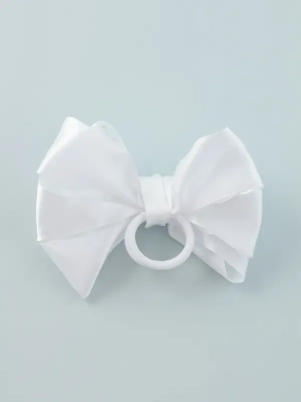 Бант для волос на резинке &laquo;Школьница&raquo;, маленькие бусинки и блёстки, 12 см, белый