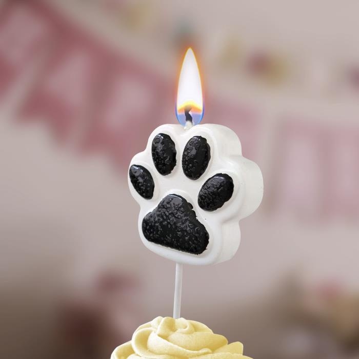 Свеча в торт на шпажке  Свеча в торт на шпажке "Лапка - сквиш", бело-черная