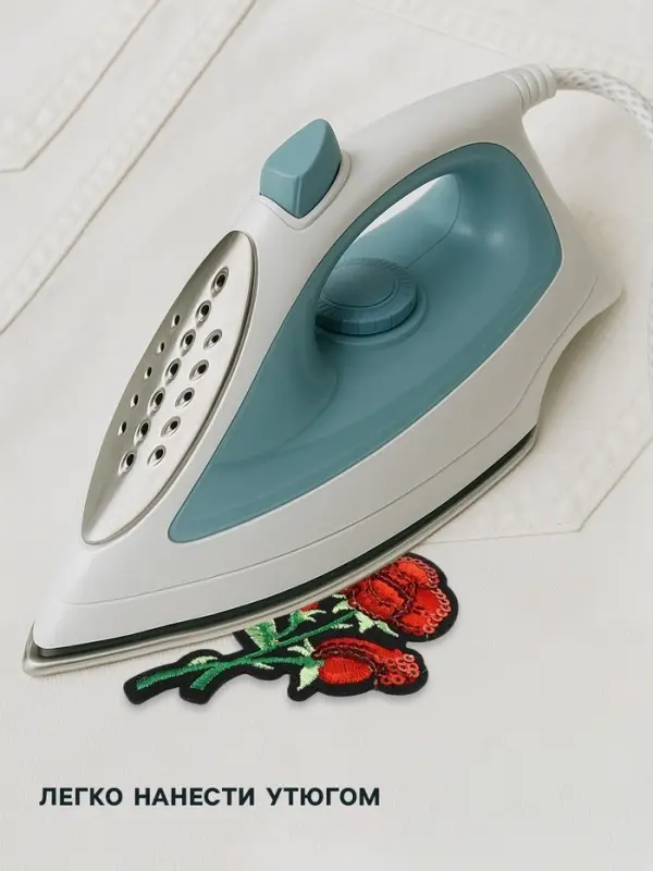 Термоаппликация «Роза», с пайетками, 9×5 см, красная