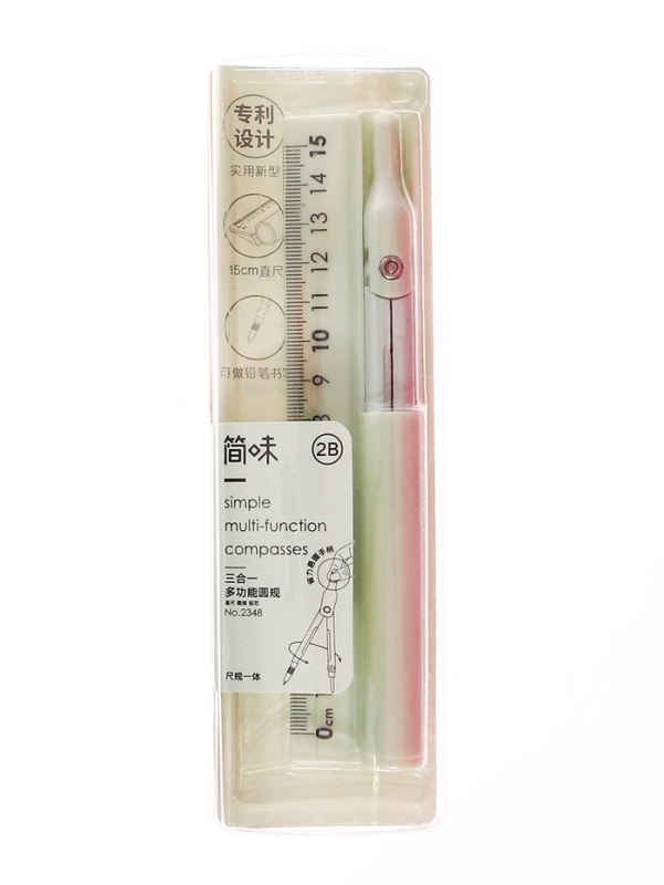 Циркуль металлический 120мм в пластиковой линейке-футляре 15см