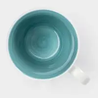 Кружки Доляна &laquo;Палитра&raquo;, 350 мл, 4 шт., фарфор, белые, бирюзовые