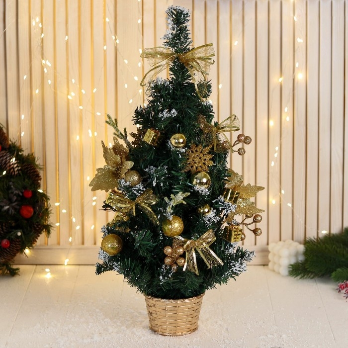 Ёлка декор Ёлка декор "Праздничная" цветок шары, 28х58 см, золото