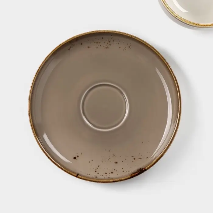 Чайная пара Magistro &laquo;Церера&raquo;, 2 предмета: чашка 250 мл, блюдце d=16.5 см, фарфор, коричневая