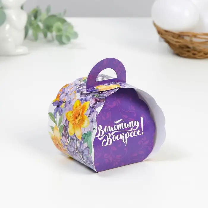 Коробочка подарочная для яйца &laquo;Весенние цветы&raquo; на пасху, 25 &times; 30 см.