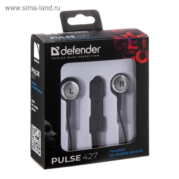 Наушники Defender Pulse 427, вакуумные, микрофон, 105 дБ, 32 Ом, 3.5 мм, 1.2 м, чёрные Наушники Defender Pulse 427, вакуумные, микрофон, 105 дБ, 32 Ом, 3.5 мм, 1.2 м, чёрные