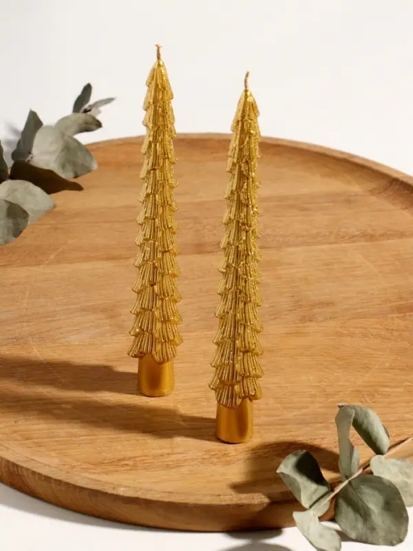 Набор новогодних свечей Набор новогодних свечей "Ель" 1,9х1,9х20 см, 2 шт, золото