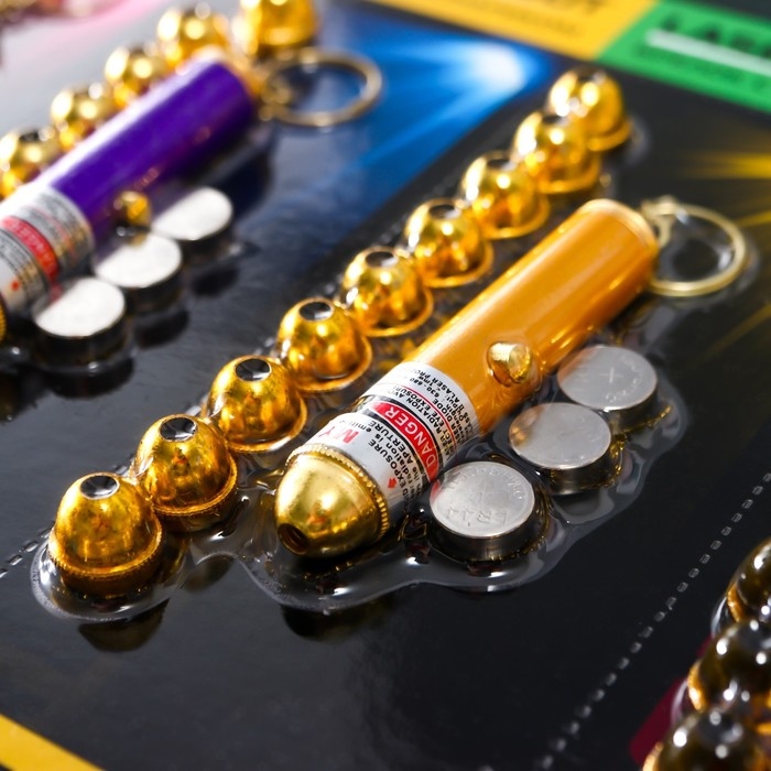 Фонарик лазер с 9 насадками на кольце, МИКС Фонарик лазер с 9 насадками на кольце, МИКС