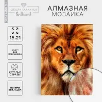Алмазная мозаика с полным заполнением на холсте &laquo;Лев&raquo;, 15&times;21 см