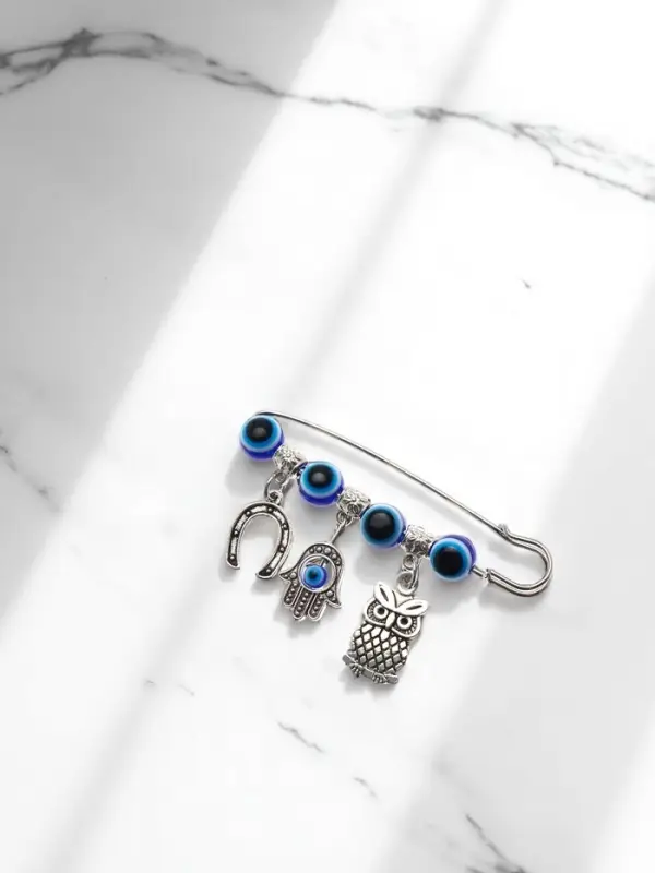 Булавка-оберег &laquo;Сова от сглаза&raquo;, 6 см, цвет синий в серебре