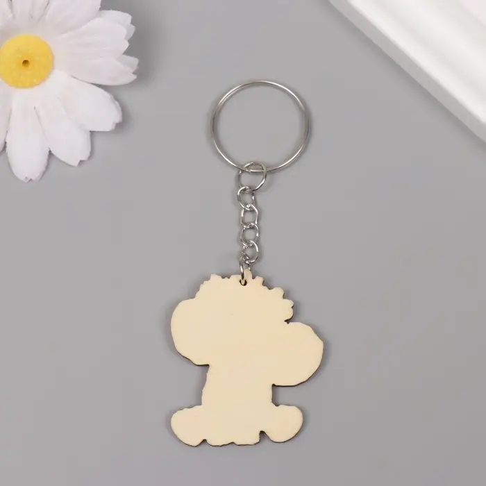 Брелок дерево  Брелок дерево "Слонёнок с цветным венком" 4,1х3,5х0,3 см