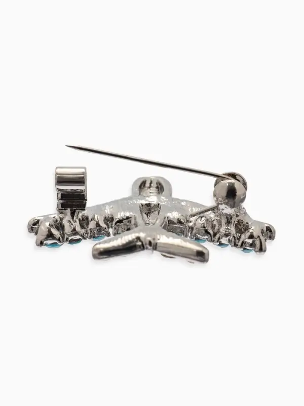 Брошь &laquo;Летящий самолёт&raquo;, белый, голубая в серебре