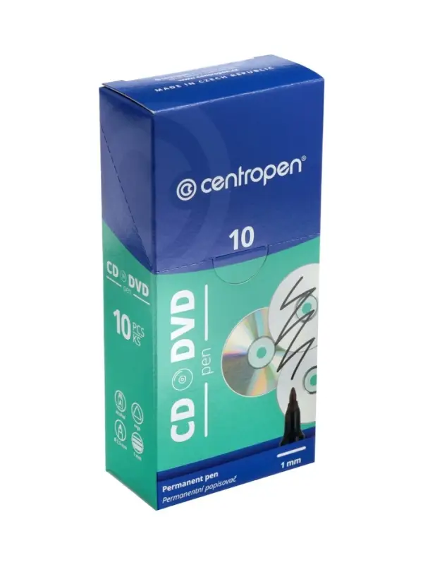Маркер для CD/DVD, Centropen 4606, диаметр узла 2.5 мм, линия 1 мм, чёрный