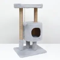 Домик для кошек с когтеточкой &laquo;Круглый с площадкой&raquo;, 52&times;52&times;95 см, серый