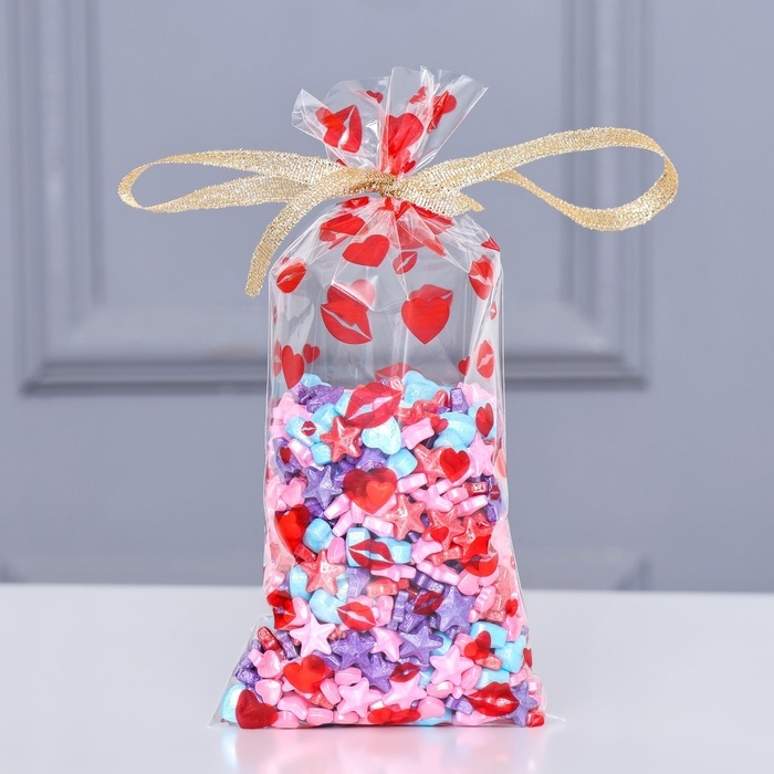 Пакет фасовочный БОПП, Пакет фасовочный БОПП, "Поцелуи" 9*19 см набор 50 шт