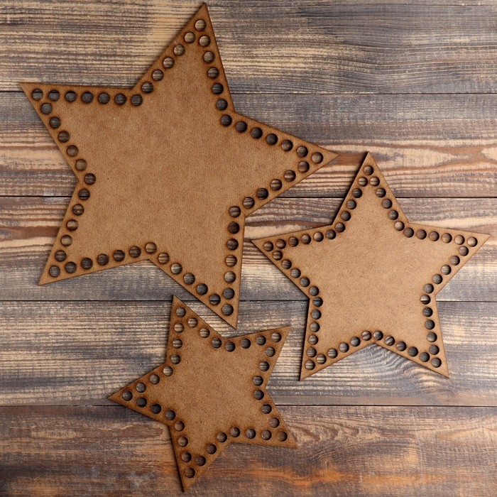 Набор заготовок для вязания Набор заготовок для вязания "Звезда" (3 в 1), донышко лхдф белый, 18/22/30 см