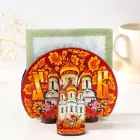 Набор пасхальный салфетница+подставка под зубочистки №3 ,10х12,8х5 см/ 3,7х5,7х7 см