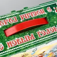 Подарочная новогодняя коробка "Чудо-тройка" в красном 29×9×25 см