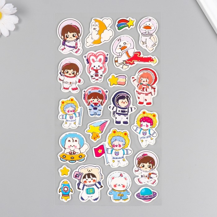 Наклейки для творчества бумага Наклейки для творчества бумага "Нежный космонавт" 15х30 см