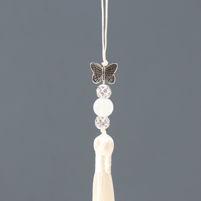 Подвеска текстиль, металл  Подвеска текстиль, металл "Бабочка" слоновая кость 1х1,2х16,5 см