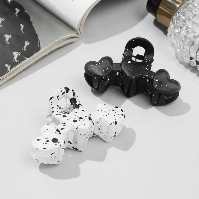 Краб для волос «Флоранс», сердца, 7 см, МИКС