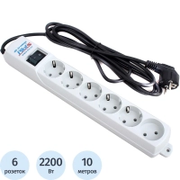 Сетевой фильтр PILOT-S (6/10м/10А/80Дж/белый)