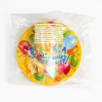 Посуда бумажная одноразовая &laquo;С днем рождения&raquo;, 10 стаканов, 10 тарелок