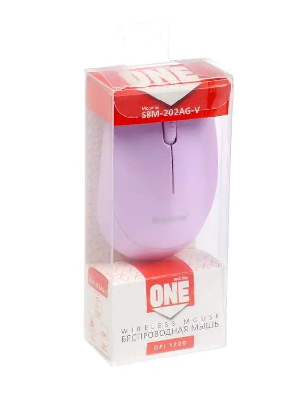 Мышь Smartbuy ONE 202AG-V, беспроводная, 3 кнопки, 1200 dpi, USB, 1хАА, фиолетовая Мышь Smartbuy ONE 202AG-V, беспроводная, 3 кнопки, 1200 dpi, USB, 1хАА, фиолетовая