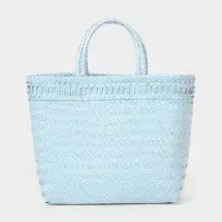 Сумка плетёная, 30&times;15&times;35 см, пластик, бело-голубая