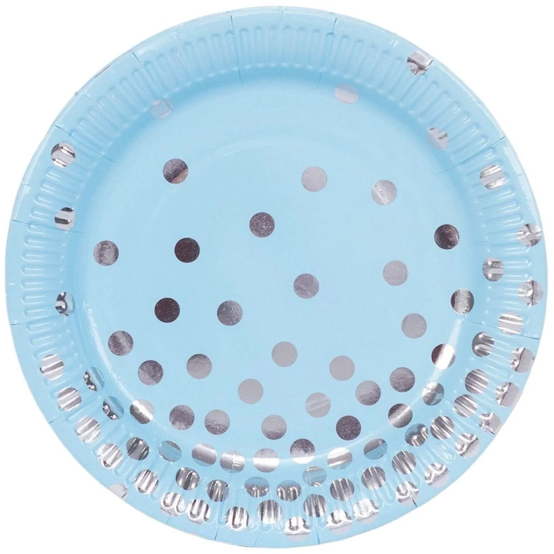 Набор тарелок бум Горошек серебрян 17см 6шт/уп,1502-2874