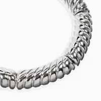 Браслет пластик на резинке "Стиль" резной, цвет серебро