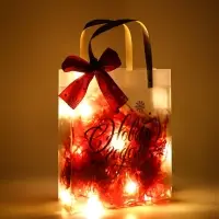 Подарочный пакет с наполнителем,лентой и гирляндой, 20 × 8 × 25 см Подарочный пакет с наполнителем,лентой и гирляндой, 20 × 8 × 25 см