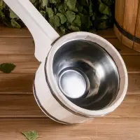 Ковш - черпак для бани и сауны, 900 мл, липа, нержавеющий обруч, 51 см, &laquo;Добропаровъ&raquo;