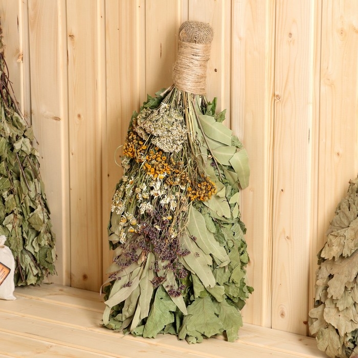 Веник для бани дубовый Веник для бани дубовый "Королевский микс" в индивидуальной упаковке