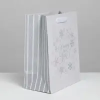 Пакет подарочный новогодний крафтовый Happy new year!, MS 18 х 23 х 10 см Пакет подарочный новогодний крафтовый Happy new year!, MS 18 х 23 х 10 см