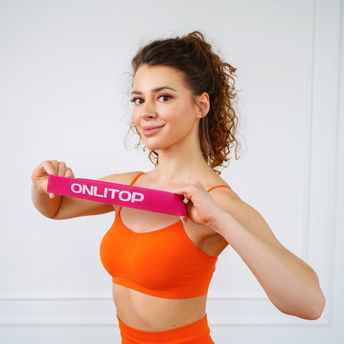 Фитнес-резинка ONLITOP, 30х5х0,14 см, нагрузка 25 кг, цвет малиновый Фитнес-резинка ONLITOP, 30х5х0,14 см, нагрузка 25 кг, цвет малиновый