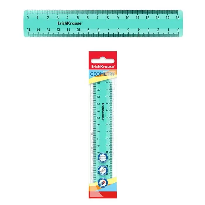Линейка 15 см ErichKrause &laquo;Pastel Mint&raquo;, в флоупаке, мятный