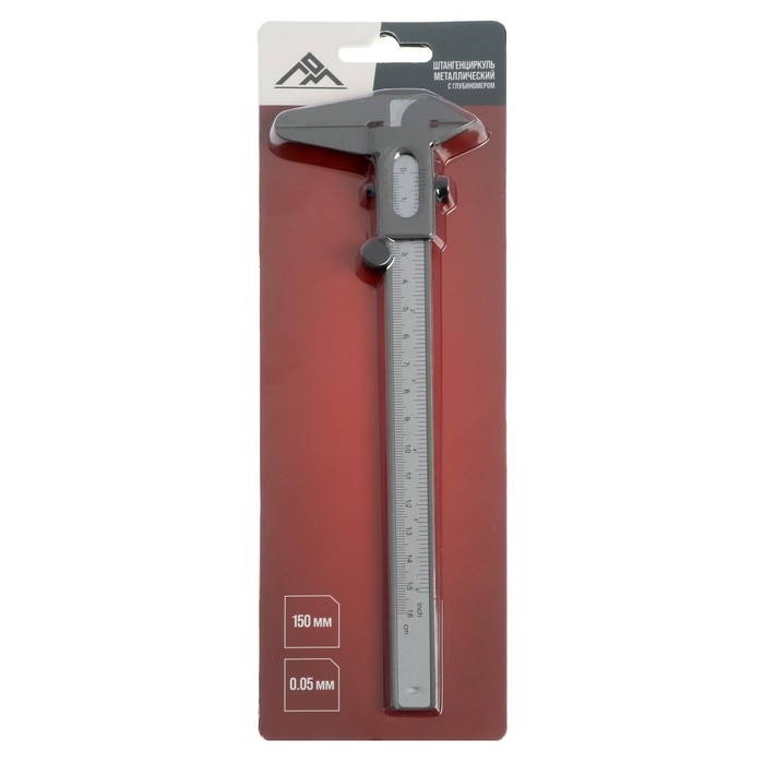 Штангенциркуль ЛОМ, металлический, с глубиномером, цена деления 0.05 мм, 150 мм Штангенциркуль ЛОМ, металлический, с глубиномером, цена деления 0.05 мм, 150 мм