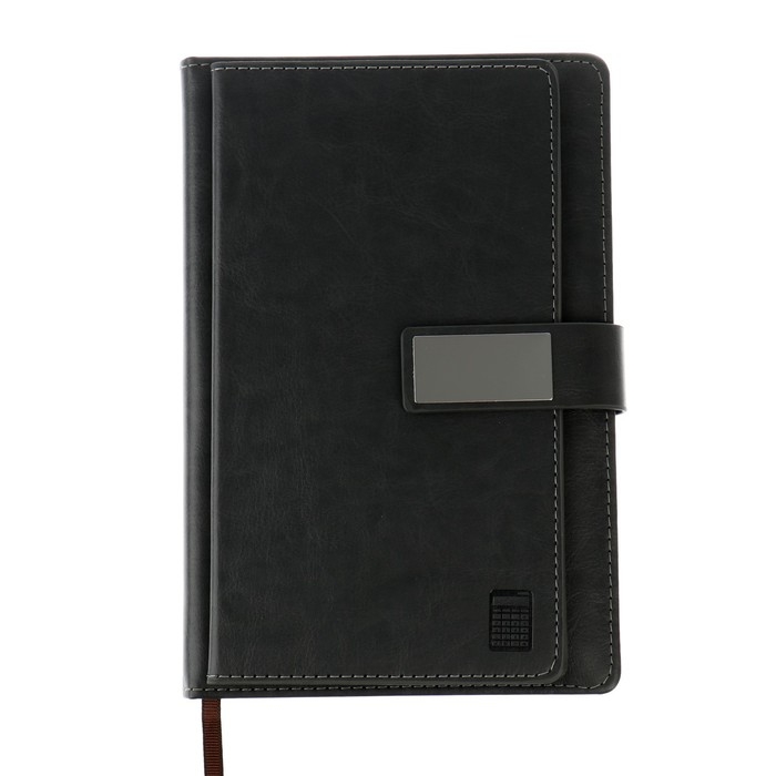 Ежедневник недатированный А5, 140 листов в клетку, с калькулятором, с хлястиком, обложка кожзам, МИКС Ежедневник недатированный А5, 140 листов в клетку, с калькулятором, с хлястиком, обложка кожзам, МИКС